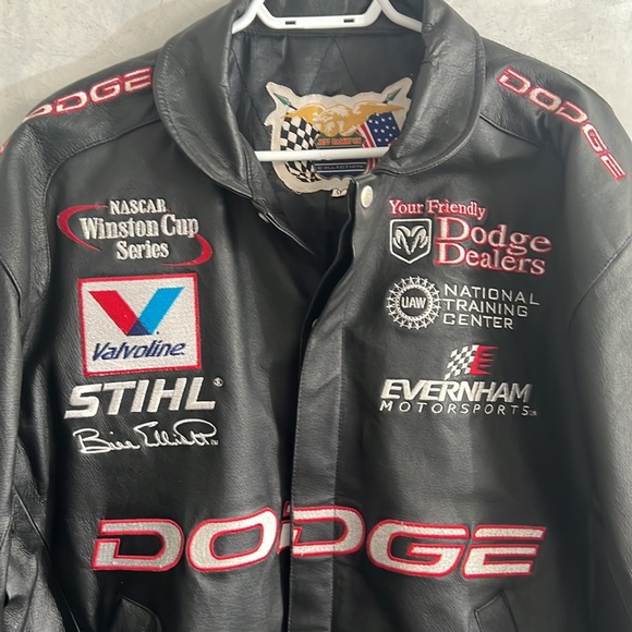 Jeff Hamilton -Bill Elliott NASCAR Winston Cup Series Dodge Leather Jacket - Picture 2 of 11